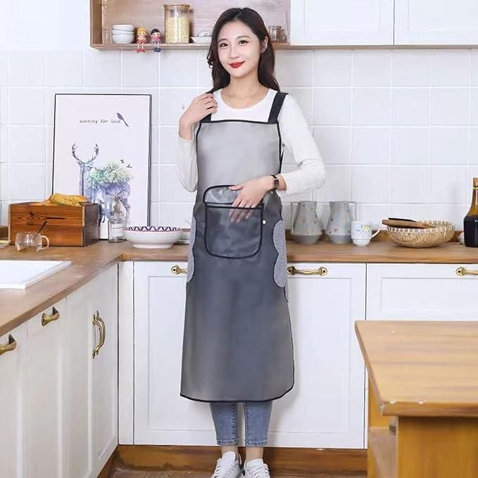 Transparent Kitchen Apron For Men & Women With Hand Wipe