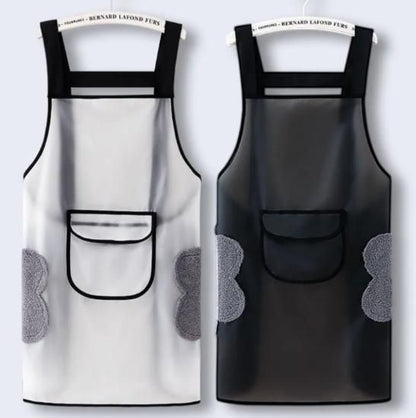 Transparent Kitchen Apron For Men & Women With Hand Wipe
